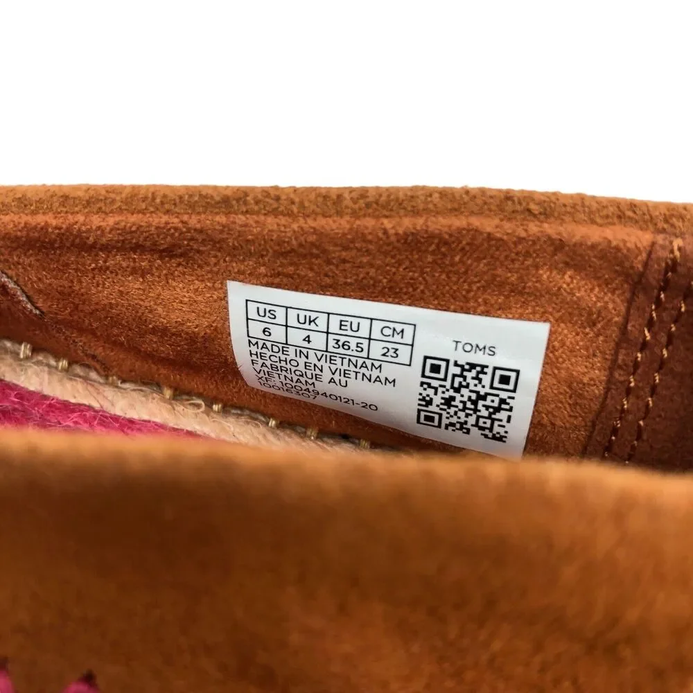 Toms Espadrilles Brown Suede Leather Slip On Shoes Flats‎ Esparto Womens 6 EUC